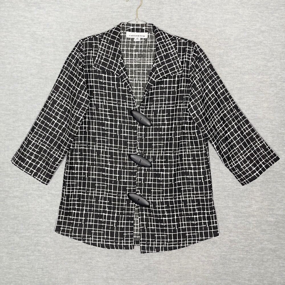 Caroline Rose Blazer Jacket Black White Minimalist Womens Size XS Art To Wear
